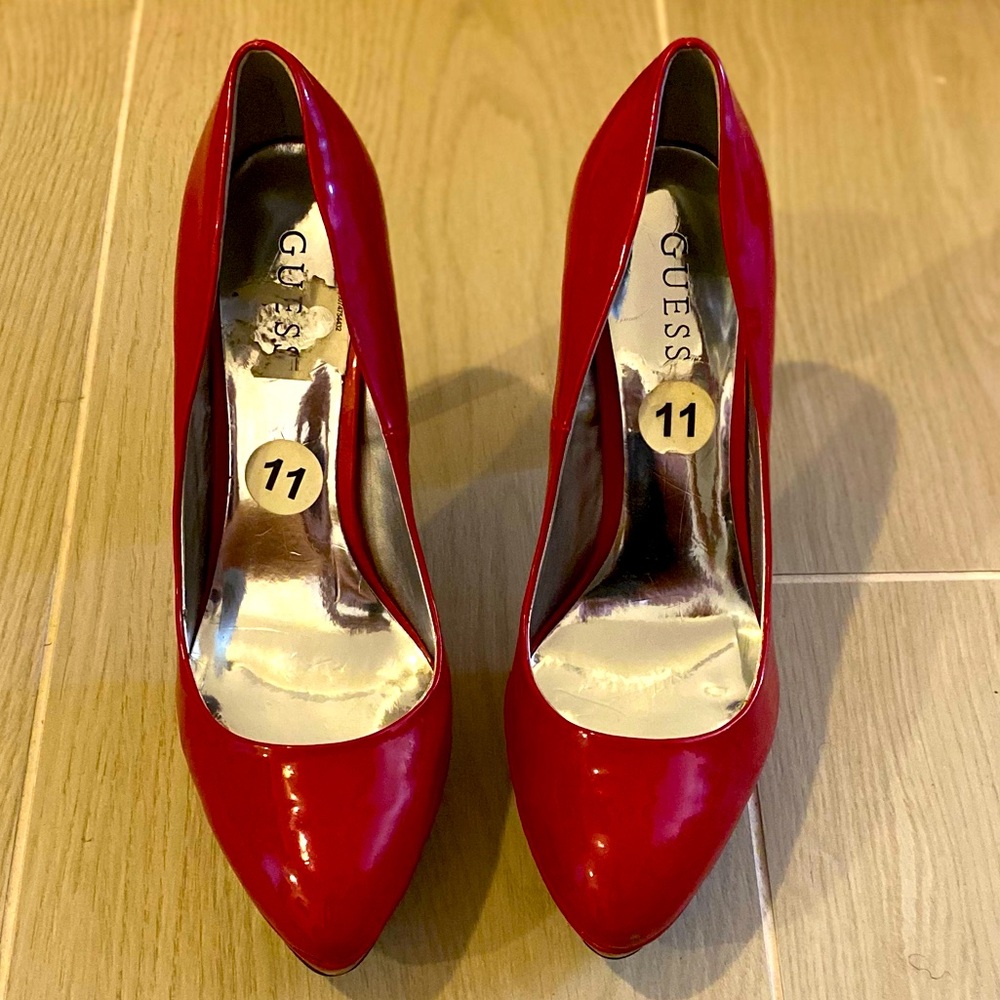 Guess Red Shiny Leather Heels